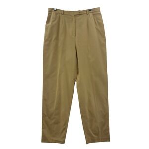 Ann Taylor Trousers Women 14 Tan Excellent High Rise Pleated Tapered Cotton